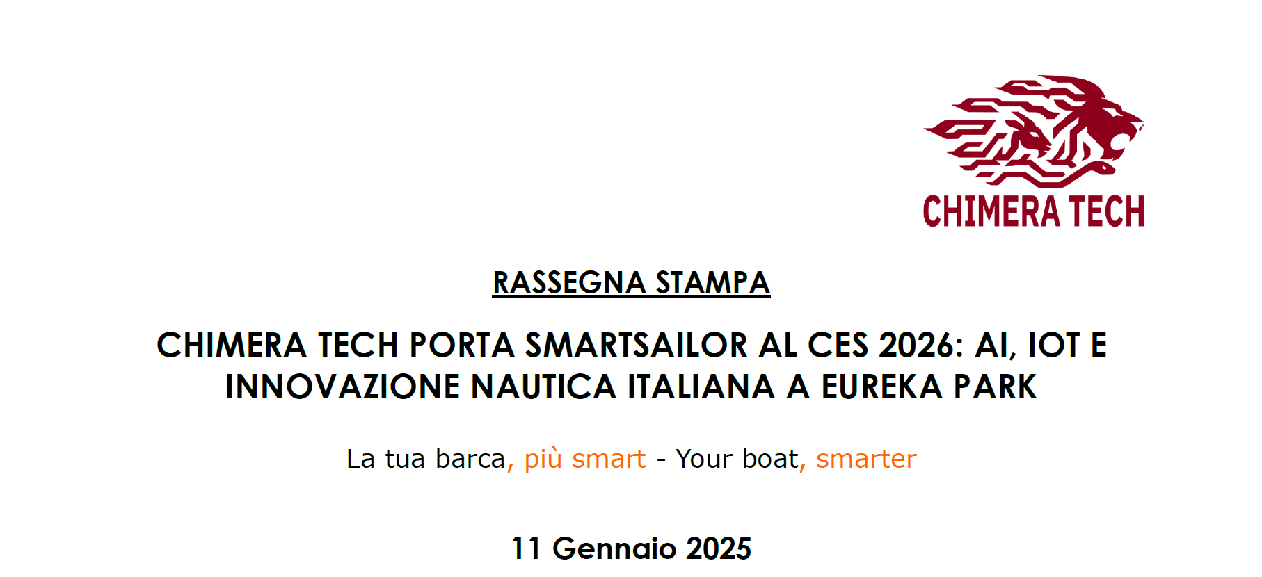 Rassegna stampa – Chimera Tech porta SmartSailor al CES 2026